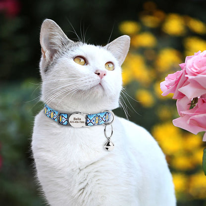 Quick Release Nylon Cat Collar Personalized Puppy Pet Kitten Safety Breakaway Necklace Customizable Adjustable For Cats Puppy