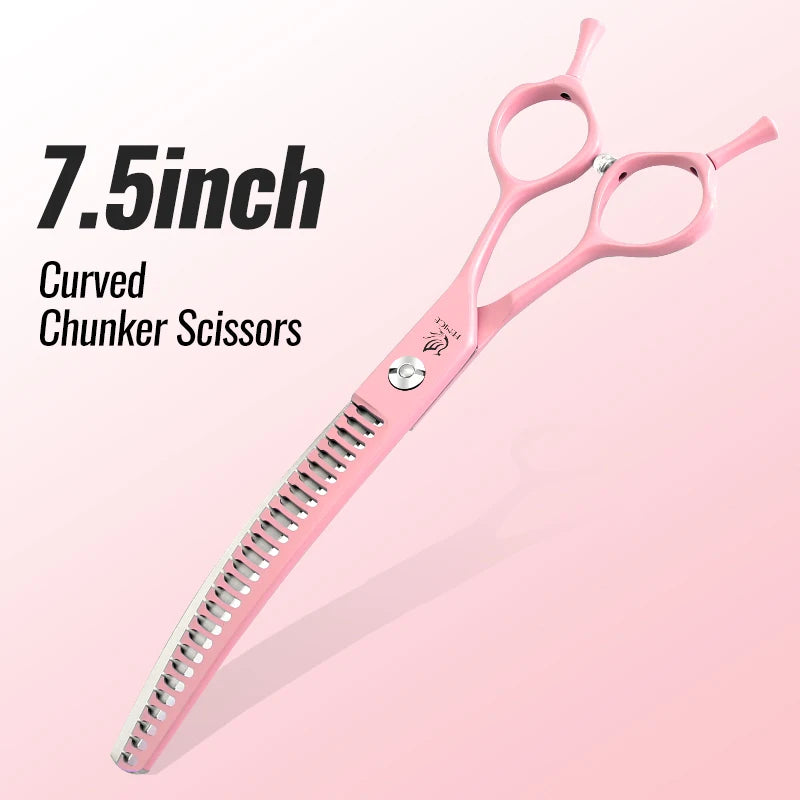 Fenice Dog Beauty Scissors Colorful 6.5/7/7.5 inch JP440C Professional Dog Grooming Scissors Curved Thinner Chunker Shears Tools