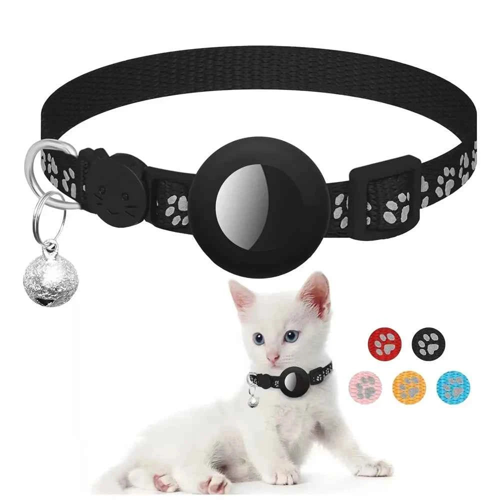 Airtag Cat Collar, Breakaway Cat Airtag Collar with QR Tag & Reflective Lightweight Kitten Collar for Apple Air tag GPS Tracker