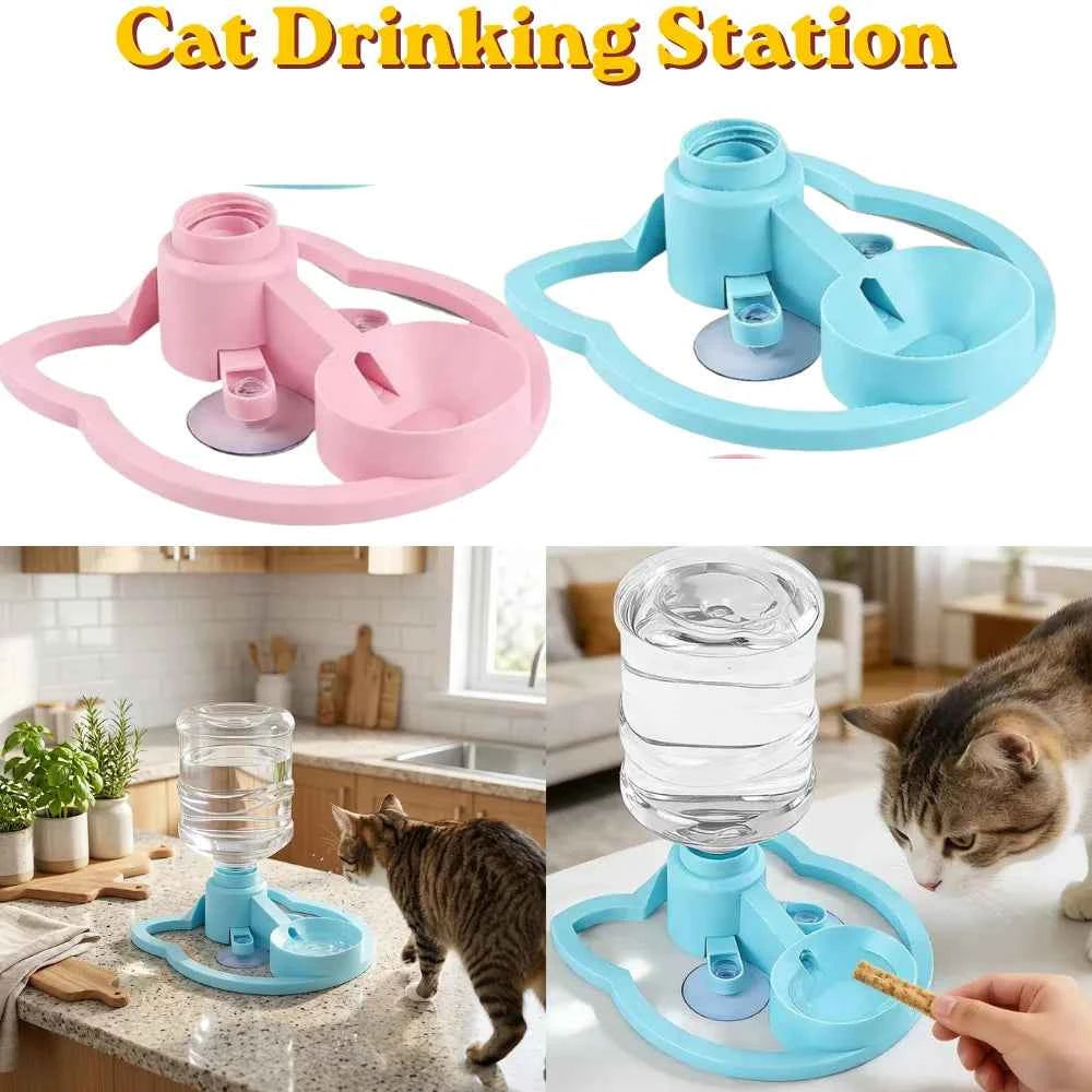 No-Electric Gravity Cat Water Fountain Splash Resistant Anti-spill Water Bowl Indoor Pet Auto Water Drinking Accessory