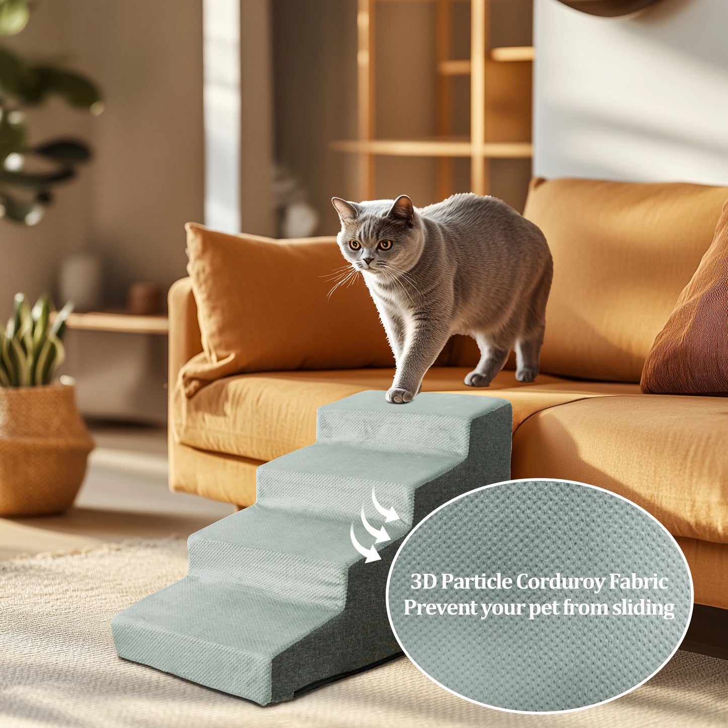 3/4/5 Steps Pet Dog Stairs Ramp High-Density Sponge Foam Dog Steps for Puppies Accessory for High Beds And Sofas