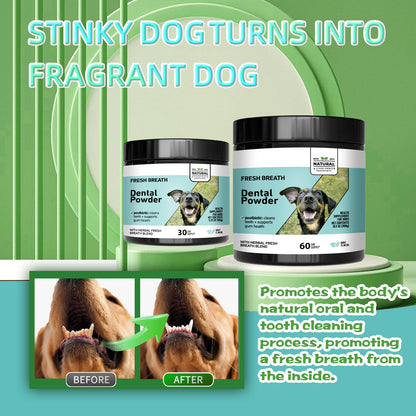 Mint Herbal Pet Teeth Powder - Anti-Tartar Formula for Dogs & Cats, Freshens Breath & Promotes Oral Health Naturally.
