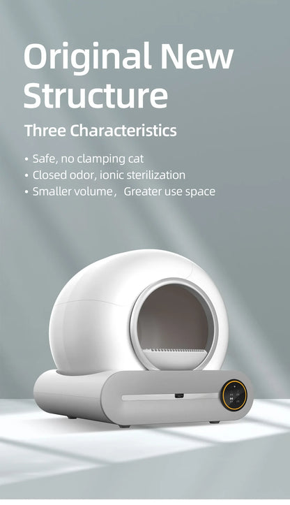 Self-Cleaning Cat Litter Box Automatic 65 Large Fully Enclosed Cat Toilet with App English Version Control Rascador Para Gato