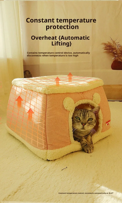 New 360 Degree Fully Enclosed Electric Heating Cat and Dog House Cat Nest Winter Warmth Constant Temperature Cat Beds Blanket
