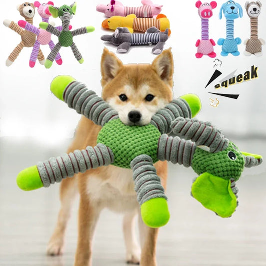 Indestructible Large Dog Squeaky Plush Toy – Animal Shape Molar Chew for Puppies & Big Dogs - Pet Suppie