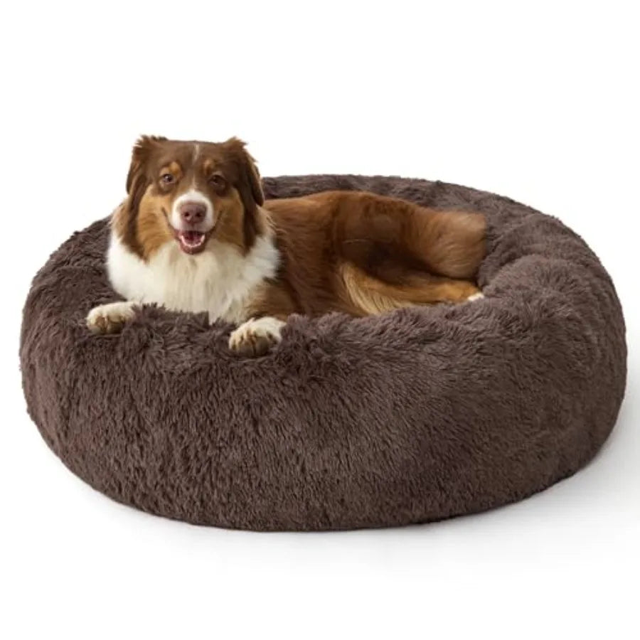 SupportMax™ Calming Dog Beds Large Sized Dog - 36in Donut Washable Large Pet Bed, Anti-Slip ＆Removable Cover, 420GSM Round Anti