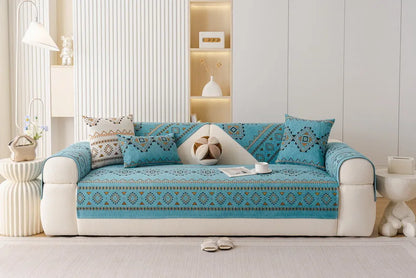 Chenille Sofa Cover Anti-slip Geometric Couch Slipcover Winter Warm ArmChair Protector for Living Room 1/2/3/4 Seater L Shaped