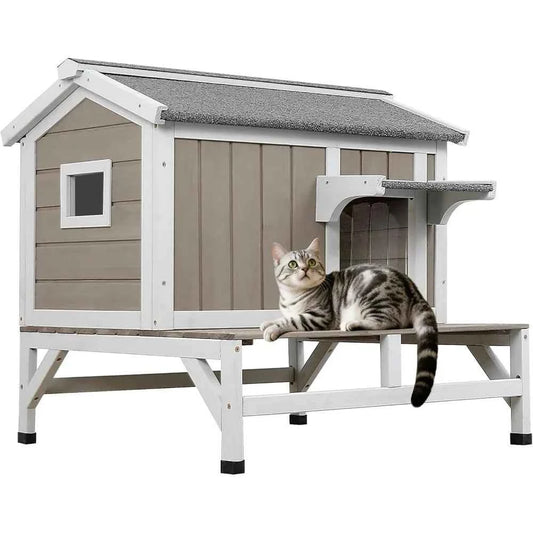 Cat Houses for Outdoor Cats Feral Cat Shelter Wooden Pet House