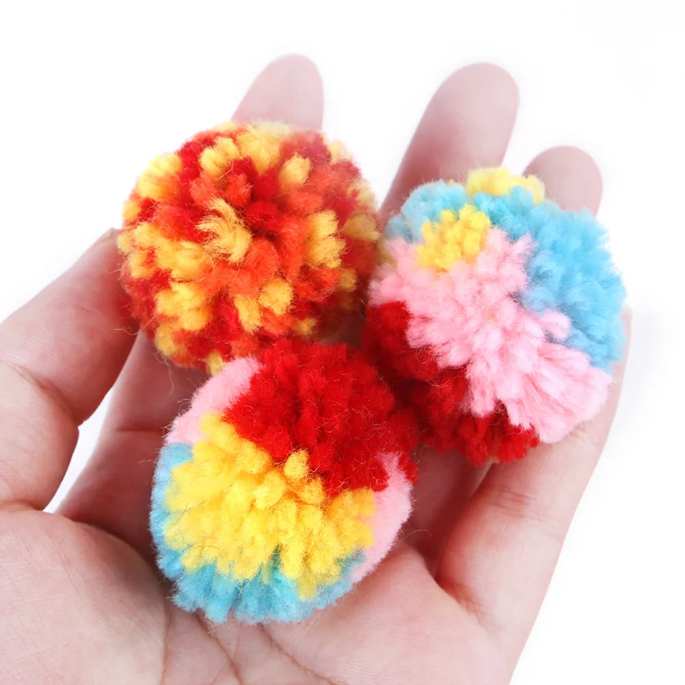 Funny Cat Toys Colorful Woolen Ball Interactive Boredom Relief Kitten Toy Chasing Indoor Playing Plush Balls Pet Supplies