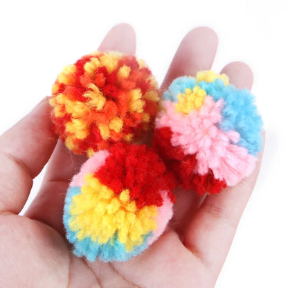 Funny Cat Toys Colorful Woolen Ball Interactive Boredom Relief Kitten Toy Chasing Indoor Playing Plush Balls Pet Supplies
