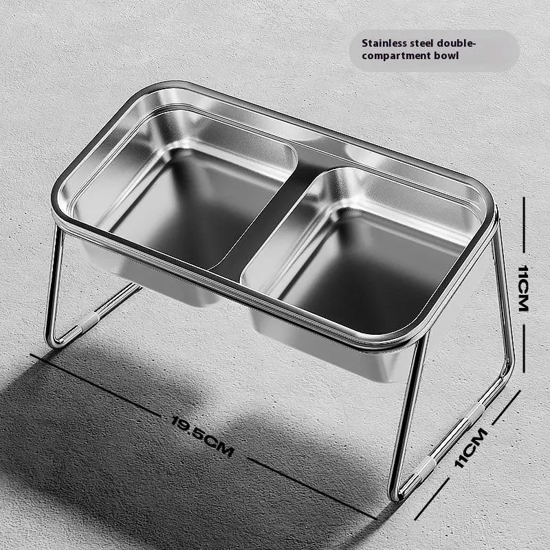 Cat Bowl Cat Food Bowl Stainless Steel Double Bowl Anti-Tip Pet Bowl Cat Eating Bowl Drinking Bowl Grain Bowl Dog Bowl