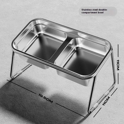 Cat Bowl Cat Food Bowl Stainless Steel Double Bowl Anti-Tip Pet Bowl Cat Eating Bowl Drinking Bowl Grain Bowl Dog Bowl