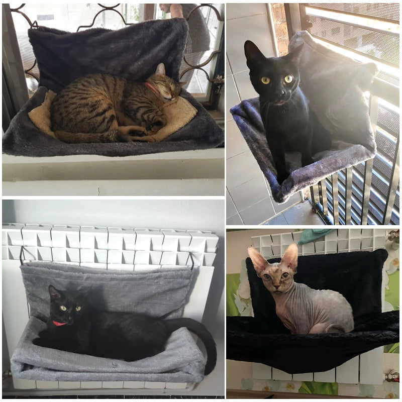 Hanging Cat Bed Hammock Luxury Radiator Bed Warm Fleece Basket Pet Metal Iron Frame Sleeping Bed for Cats
