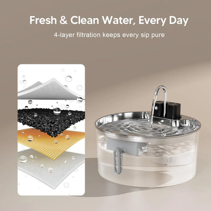 7L Stainless Steel Wireless Recharging Sensor Cat Water Fountain Auto Drinking Fountain For Cats Dog Drinker Pet Dispenser Bowl