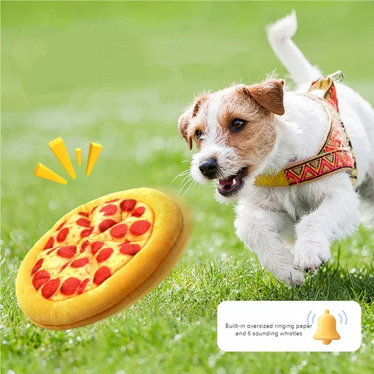 Plush Dog Toy Doughnut Pizza Shape Pet Squeaky Toys for Small Large Dogs Cleaning Teeth Puppy Chew Sound Toy Pet Supplies