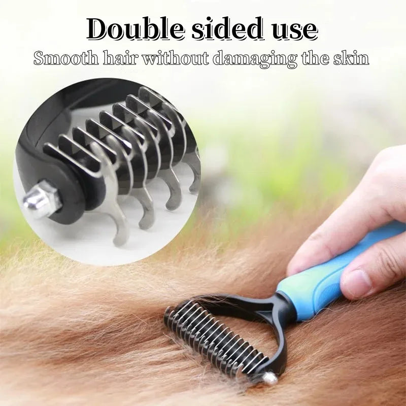 Professional Pet Deshedding Brush Dog Cat Comb Pet Fur Knot Cutter Grooming Shedding Tools Double Sided Pet Hair Remover Comb