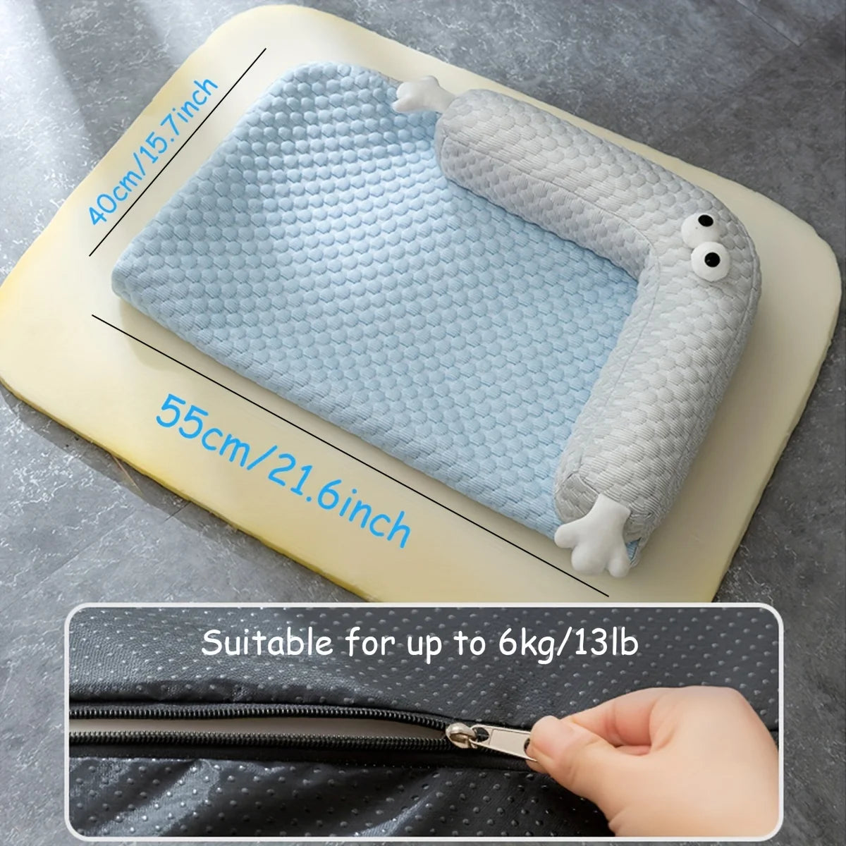 Dog Cool Mat Big-eyed Monster Breathable and Absorbent Mat Summer Cooling Sleeping Washable Pad Cool Nest for Cats Dogs