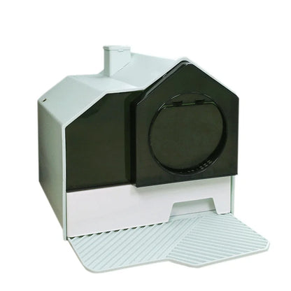 Cleaning Cat Litter Box Enclosed Cat Toilet Drawer Odor Control Large Sealed Anti Odor Chimney Vent Easy Scoop Dispenser