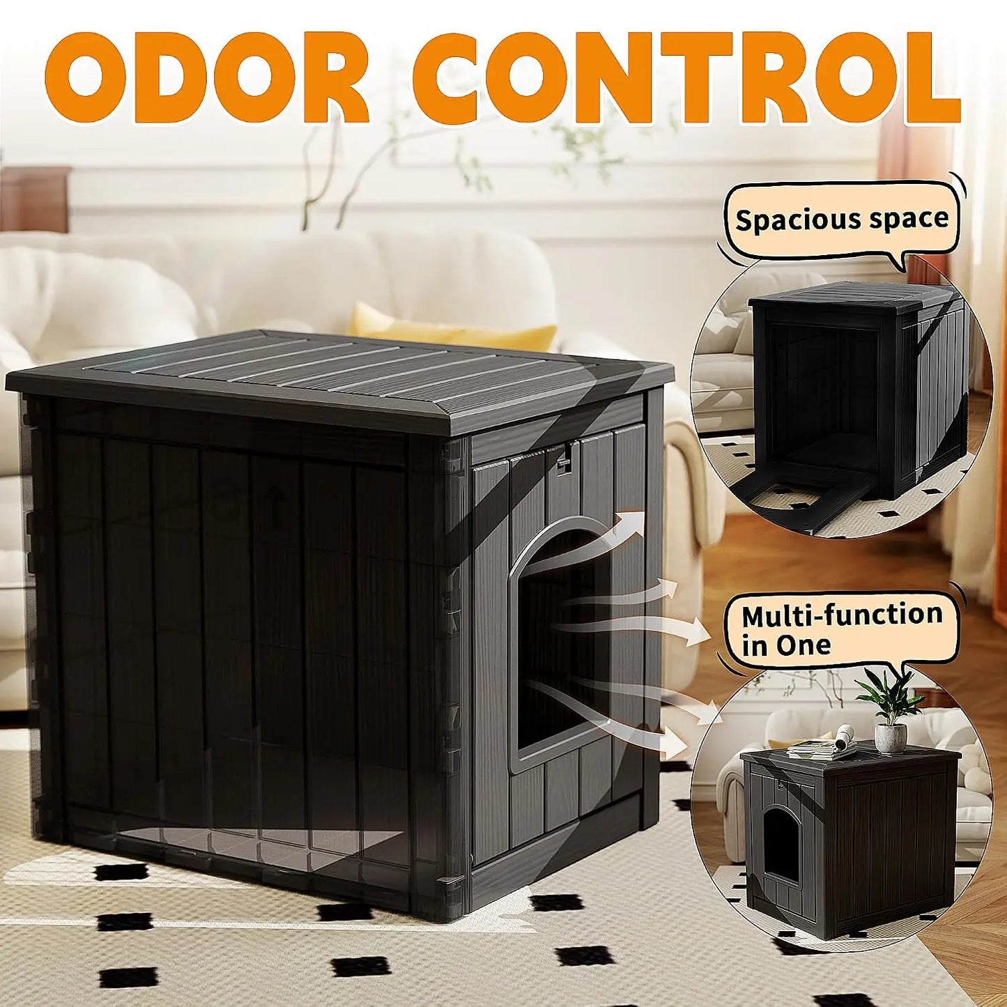 Cat Litter Box Enclosure, Multi-Functional Hidden Cat Litter Box Furniture & Cat Box Enclosure Cabinet with Side Table, Custom