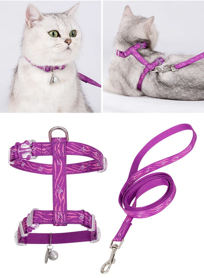 Truelove Pet Cat H-Shape Harness+Leash Set Vest-style and Puppy Chain Special Artifact to Prevent Break Free Home or Out TLH3912