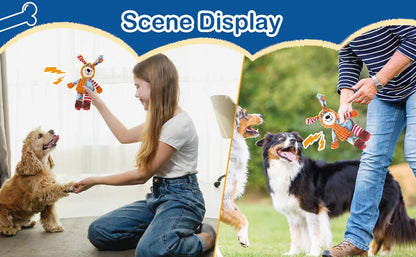 Resistant Interactive Dog Toys - Squeak & Rope Toy for Large Dogs & Aggressive Chewers, Puppy Teething Pet Elephant Plush Toy
