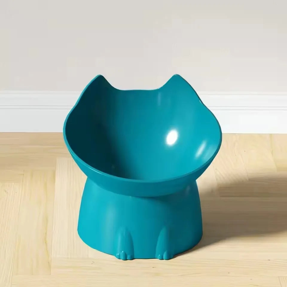 Elevated Cat Bowl Neck Protector Anti Vomiting Food Water Bowls for Indoor Cats Kittens Anti-Tip Plastic Raised Pet Feeding Dish