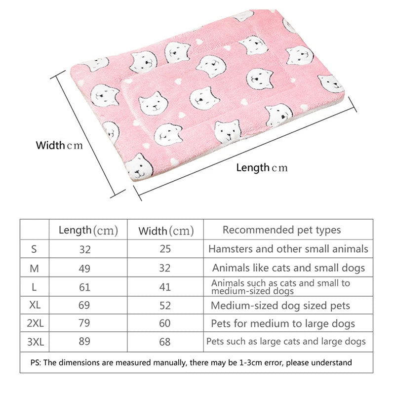 Flannel Pet Mat Dog Bed Cat Bed Thicken Sleeping Mat Dog Blanket Mat For Puppy Kitten Pet Dog Bed for Small Large Dogs Pet Rug