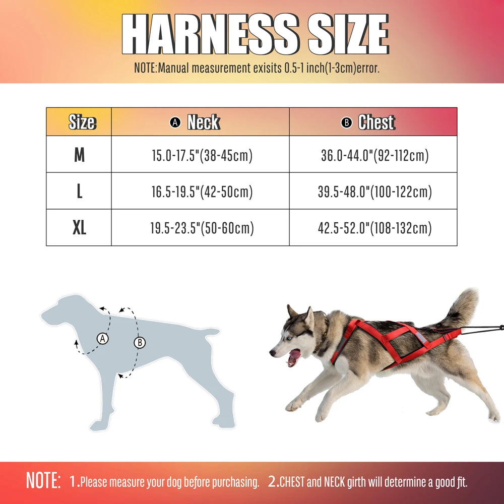 Dog Sledding Harness Refletive Pet Weight Pulling Sled Harness Vest For Medium Large Dogs Husky Canicross Skijoring Scootering