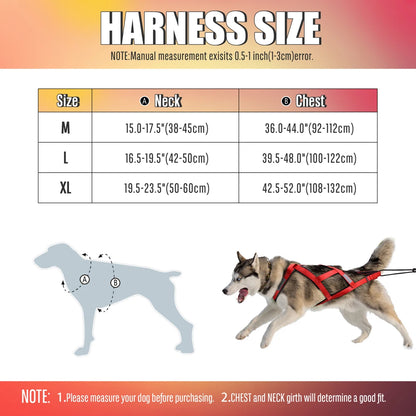 Dog Sledding Harness Refletive Pet Weight Pulling Sled Harness Vest For Medium Large Dogs Husky Canicross Skijoring Scootering