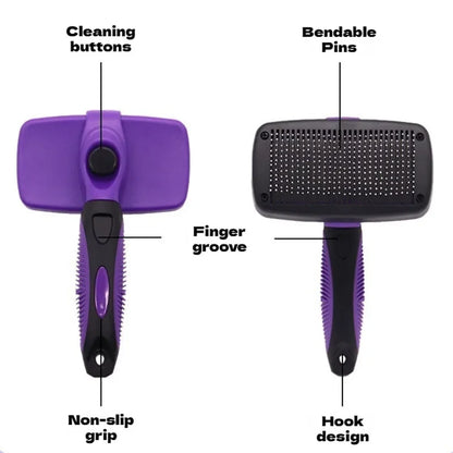 Pet Cleaning Product Essential Plastic Pet Hair Brush Needle Cat Dog Hair Cleaning Combs Hair Removers with Click Clean Button