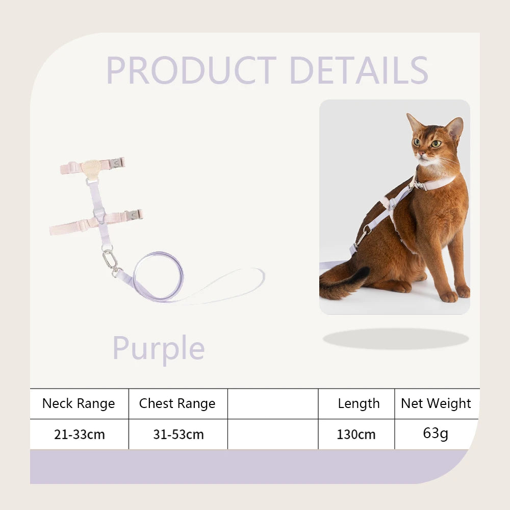 Cat Harness Leash Set Adjustable I-shaped Walking Cat Rope Chest Strap Pet Outdoor Supplies Breathable Harness Leash Puppy Cat
