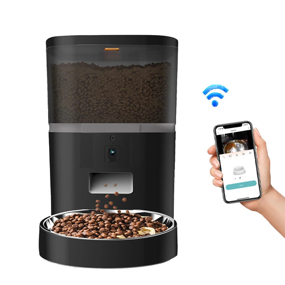 4L With HD Camera Automatic Pet Feeder Cat And Dog Food Automatic Dispenser Suitable For Two Pet Cat And Dog Feeding Remote Feed