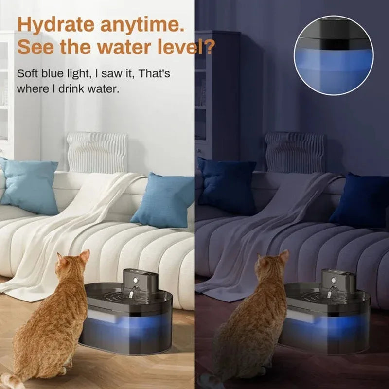 2.2L Smart Cat Water Fountain, 120° Motion Sensor, Type-C, 2600mAh Battery, Ultra-Quiet 25dB, BPA-Free, 1-Week Auto Watering