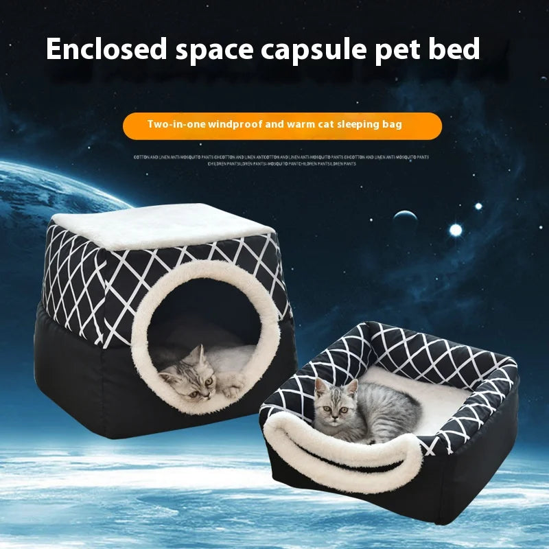 Closed Pet Sleeping House Dogs Cat Bed Suit For Winter Puppy Nest Winter Warm Cat Litter Pet Villa Closed Kennel Pet Supplies