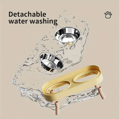 New Cat and Dog Elevated Double Bowl Water Feeding Integrated High Platform Double Bowl