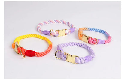 Rainbow Dog Collar Pet Puppy Walking Training Dog Collar with Metal Buckle for Large Medium Small Strap Belt Cotton Dogs Collar