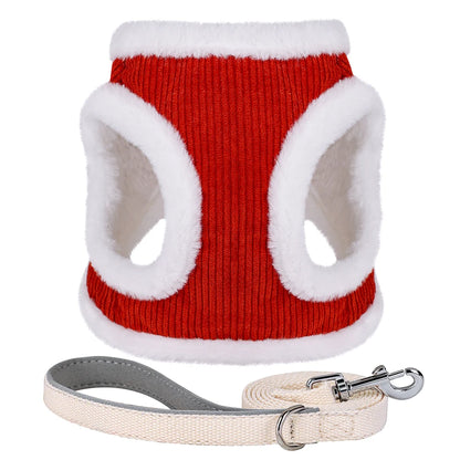 Warm Winter Dog Harness and Leash Set Soft Fur Cat Dog Vest Harness For Small Medium Dogs Cats Chihuahua French Bulldog