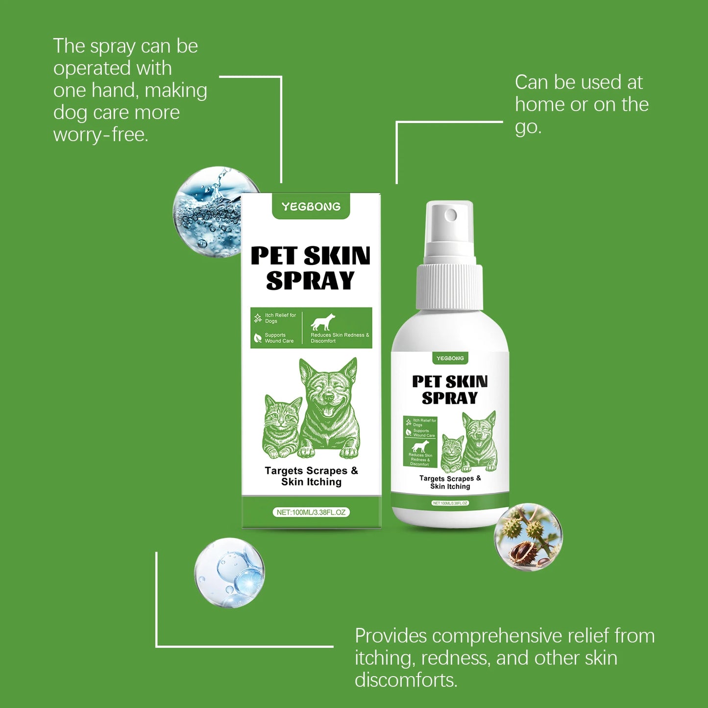 Yegbong Dog Skin Spray – Thoughtful protection, gentle and fast-acting care for skin discomfort, clean and comfortable spray