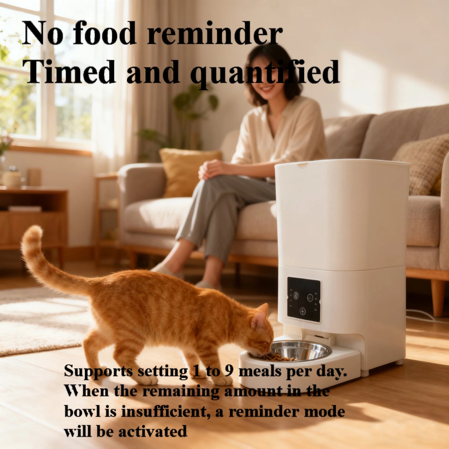 Smart 6L Automatic Pet Feeder with Timer USB & Battery Powered Slow Feed Dispenser for Cats and Dogs No Plug Included