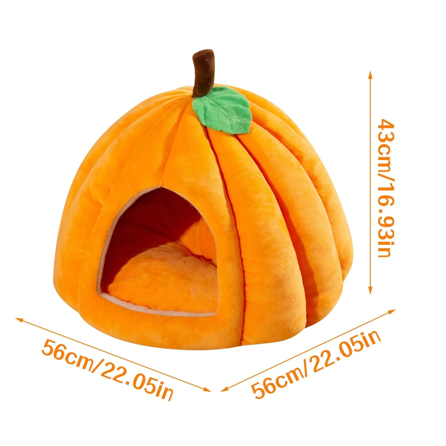 Halloween Theme Pumpkin Shape Autumn And Winter Comfy Cat And Dog Semi-enclosed Pet Bed Warm And Thick Cat And Dog House