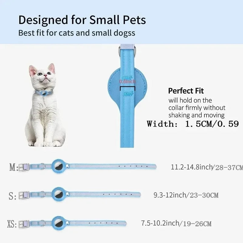 Pet GPS Tracker Leather Pet Adjustable Collars for Apple Airtag Location Tracker Dog Cat Anti-lost Reflective Protection Case