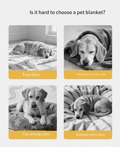 Winter Cream Color Plaid Flannel Pet Blanket, Double-Sided Soft Warm Fleece Throw for Small Dogs and Cats，Warm Cuddler Bed Mat