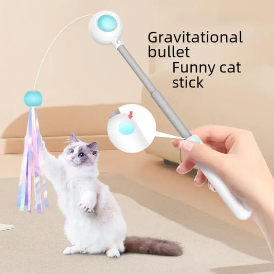 Gravity Cat Wand Interactive Feline Toy Self Play Feather Bell  Catnip Kitten Entertainment Pet Accessory Playtime Wand Fun Toy