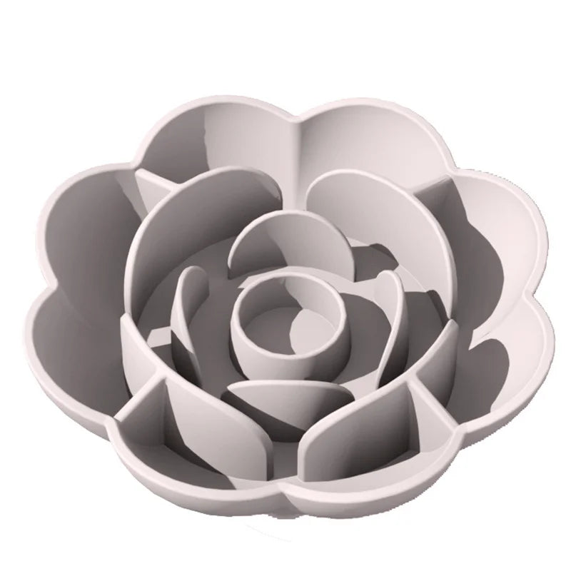 Pet Supplies Silicone Slow Food Bowl Rose Shape Dog Bowl Cat Anti-Choking and Anti-Knocking Food Bowl with Suction Cup