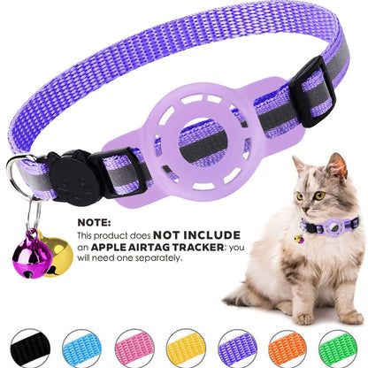 for Apple Air Tag Tracker Breakaway Cat Collar, with Airtag Case Reflective Kitten Collar with Bell for Cats,Small Dog Collar