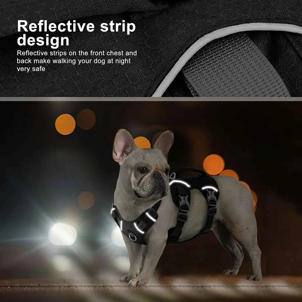 Escape Proof Nylon Dog Harness Reflective Dog Harnesses Durable Pet Vest With Handle Adjustable for Small Medium Large Dogs Pug