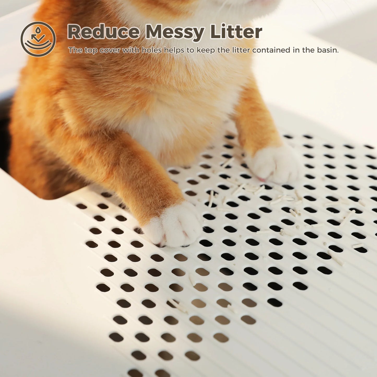 Enclosed Cat Litter Box with Scoop, Large Litter Box for Indoor, Cat Toilet with Lid, Pull-Out Drawer, Top Exit Anti-Tracking