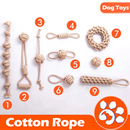 Interactive Cotton Rope Dog Toys for Small Large Dogs Tug of War Durable Bite Toy for Pet Pug Chihuahua Bichon Christmas Gift