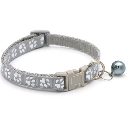 1Pc Colorful Cute Bell Collar Adjustable Buckle Cat Collar Pet Supplies Footprint Personalized Kitten Collar Small Dog Necklace