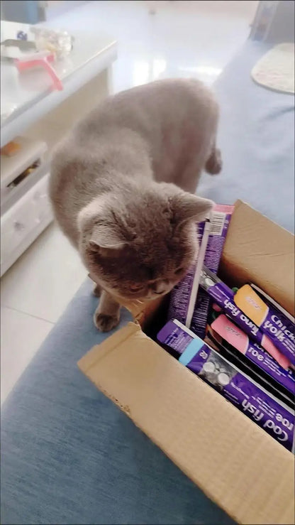 Pet Snacks Cat Strips Young Cat Wet Food Pack Nutrition Abalone+Beef Cod Salmon Formula Mixed Flavor Cat Liquid Snacks 30 Strips